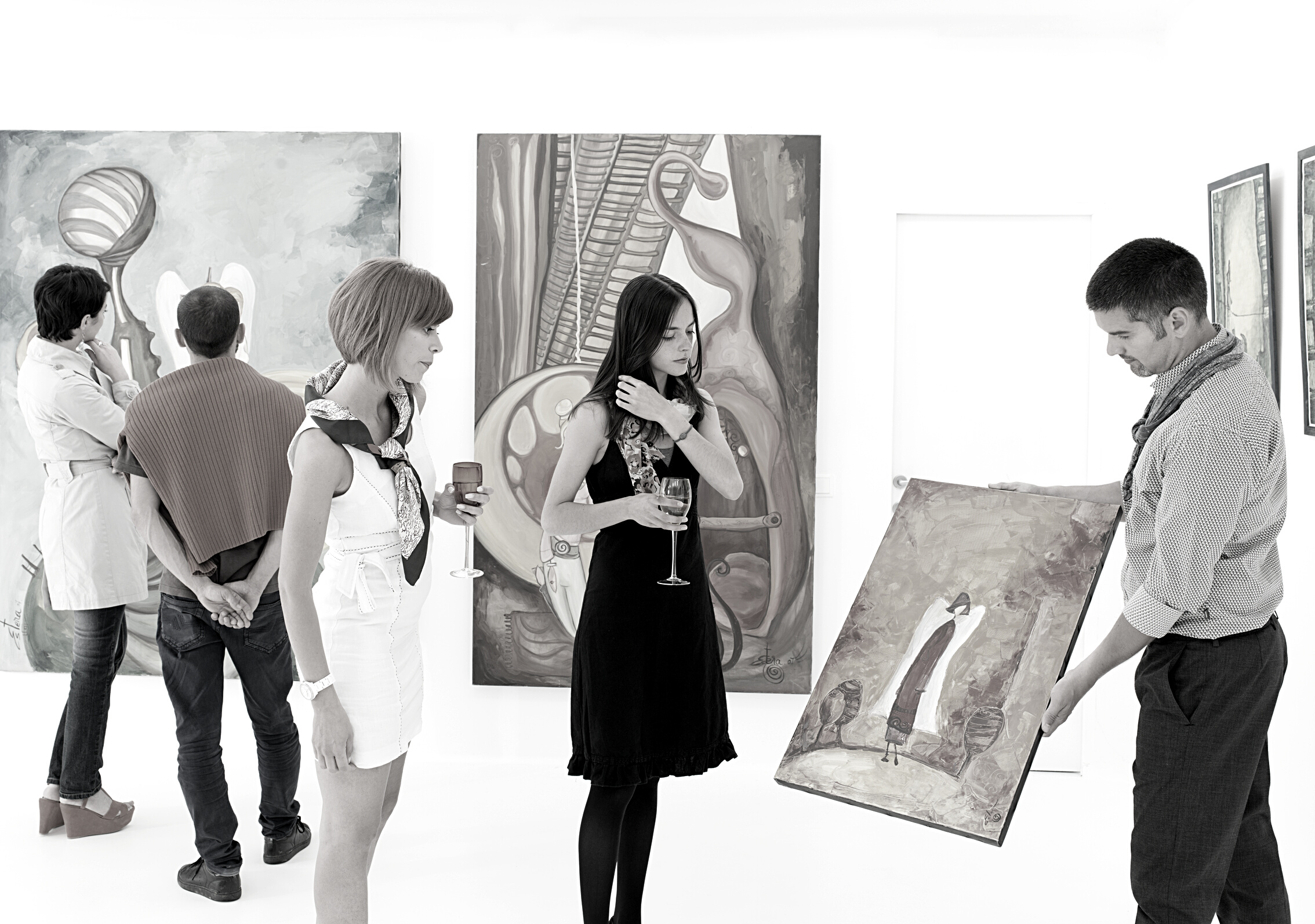 art collectors at exhibition opening