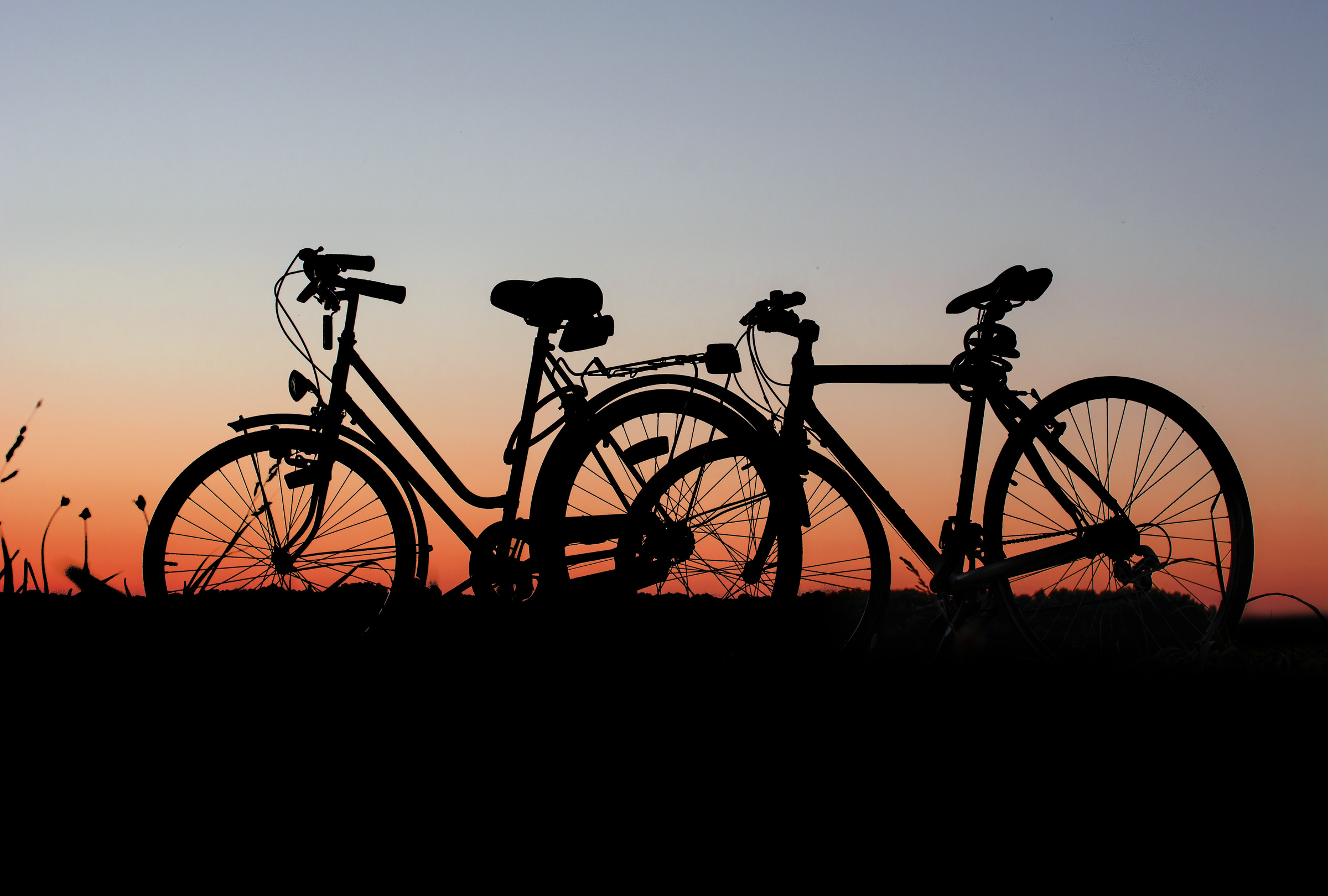 Silhouette of Bikes at Sunset