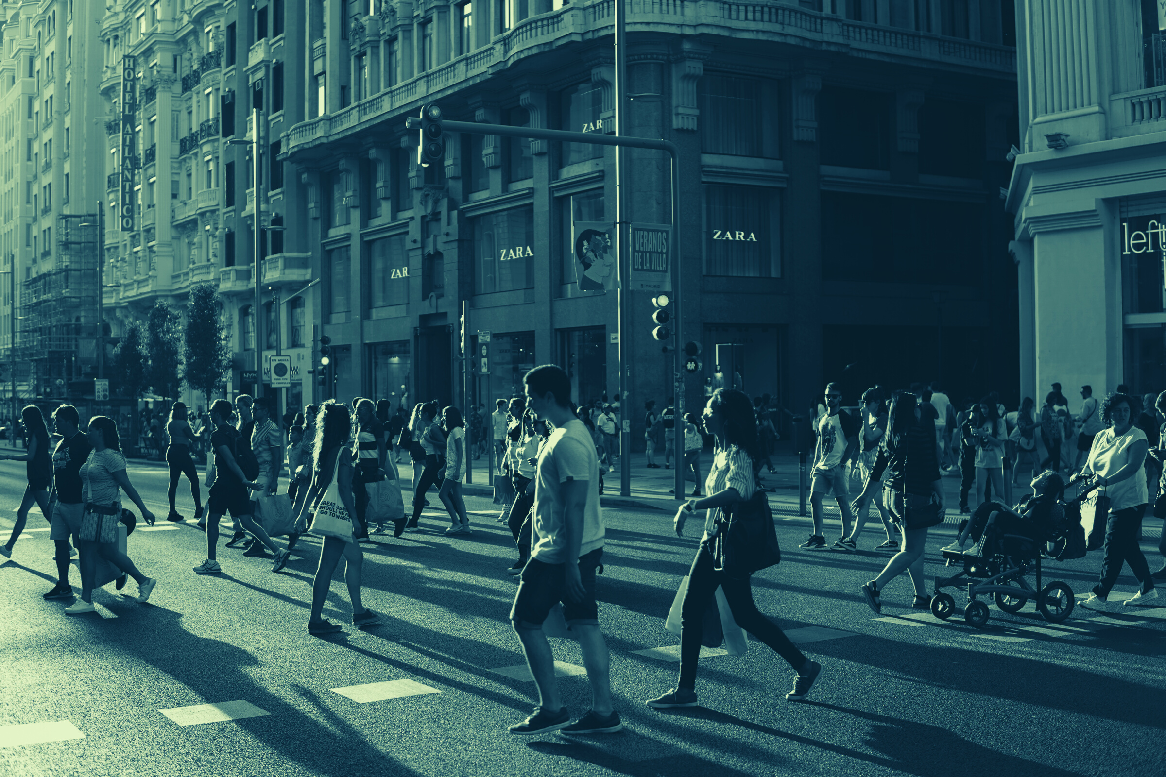 People Walking on Street in Grayscale Photography