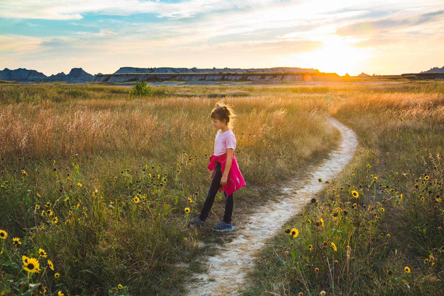 Girl Hiking in the Badlands